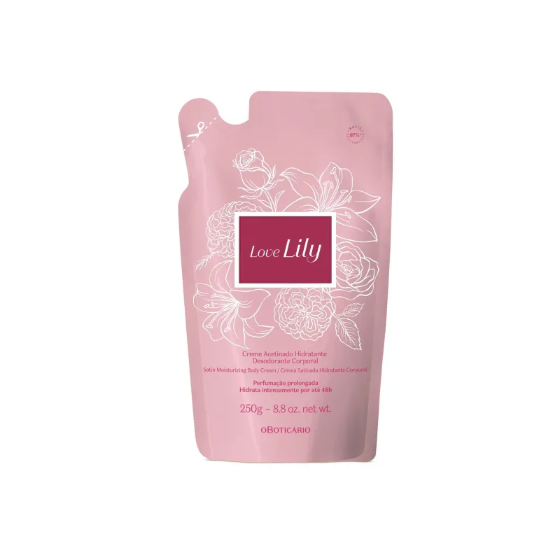 Refil Creme Acetinado Desodorante Hidratante Corporal Love Lily 250g
