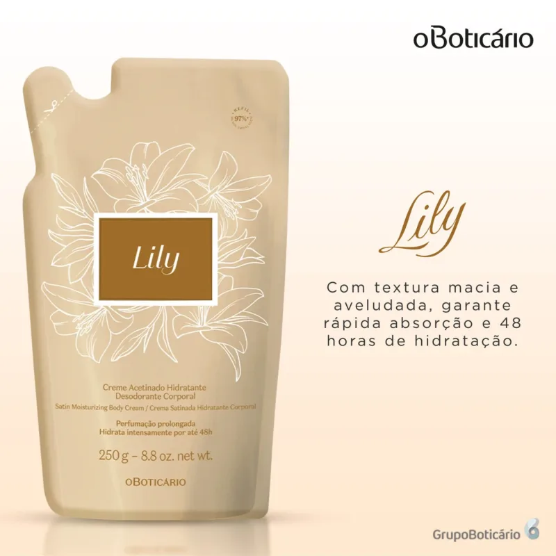 Refil Creme Acetinado Desodorante Hidratante Corporal Lily 250g