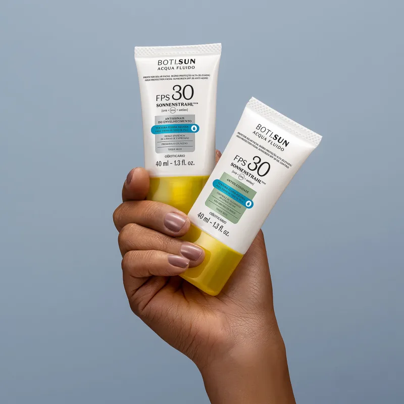 Protetor Solar Facial Antioleosidade FPS30 BOTI.SUN Acqua Fluido 40ml