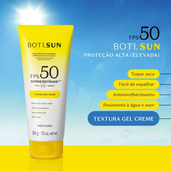 Protetor Solar Corporal Gel Creme FPS50 BOTI.SUN 200g